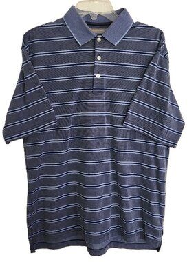 Daniel Cremieux Signature Collection Men’s Striped Polo Shirt - Navy Blue Medium